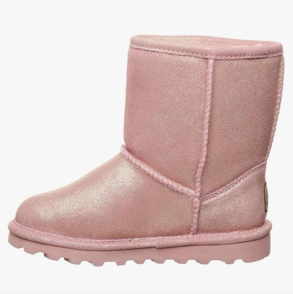 BEARPAW Elle Exotic Youth Classic Suede Pink Glitter boots new - Picture 10 of 11
